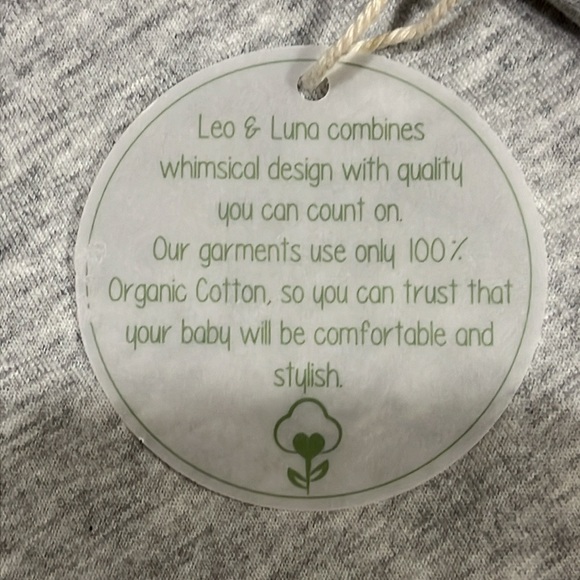 NWT 6-9mo Leo & Luna boy 2-piece outfit, gray long sleeve top & shorts - Picture 7 of 7